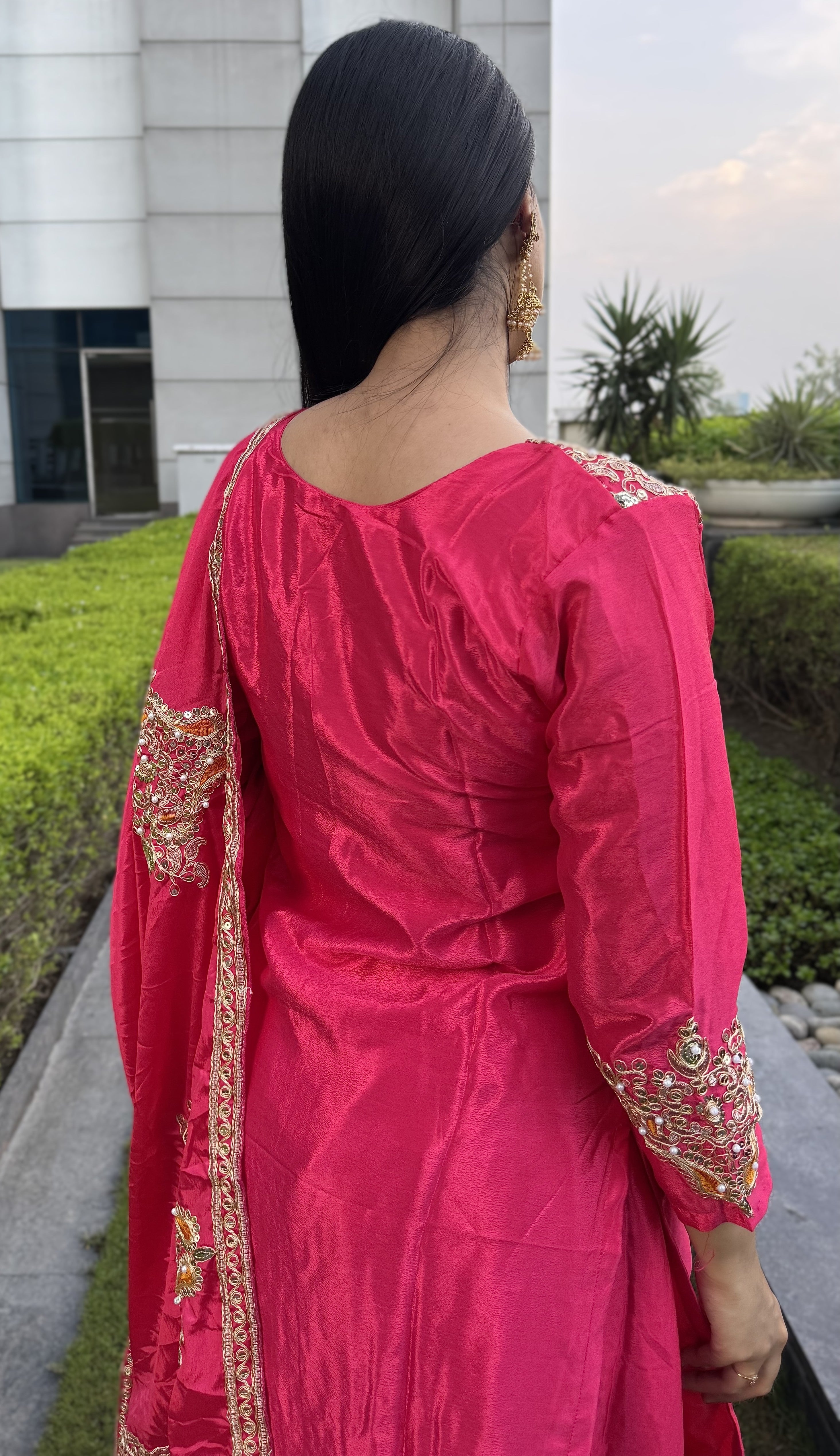 Gulabi Prism Palazzo Set