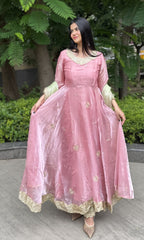 kammo shine pink heavy work anarkali