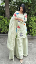 kammo green pakistani palazzo suit