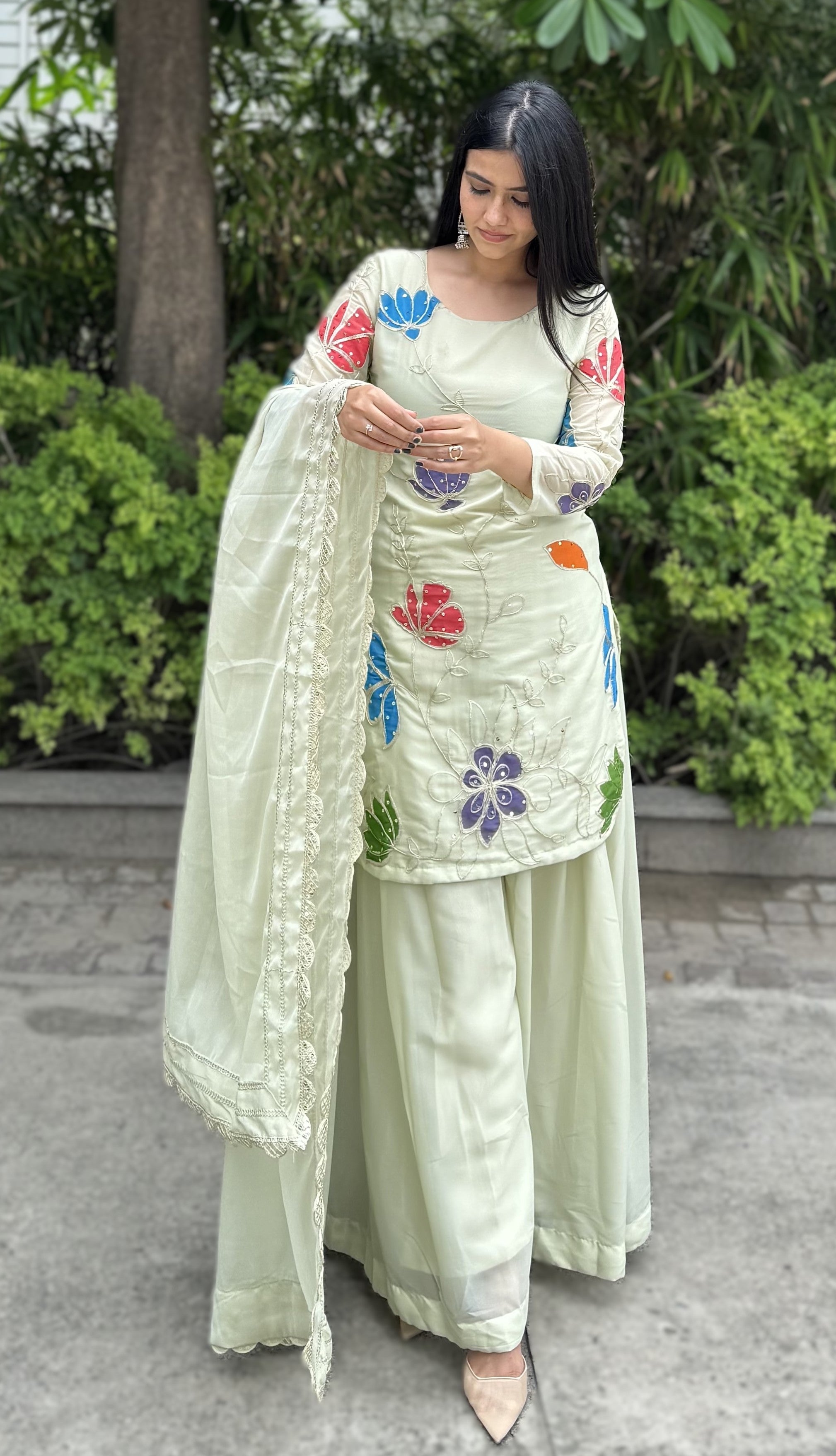 kammo green pakistani palazzo suit