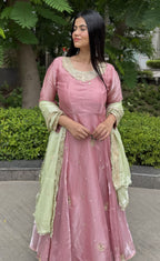 kammo pink shimmer anarkali suit
