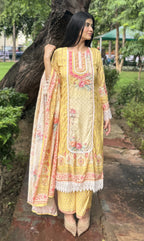 kammo yellow lace suit set