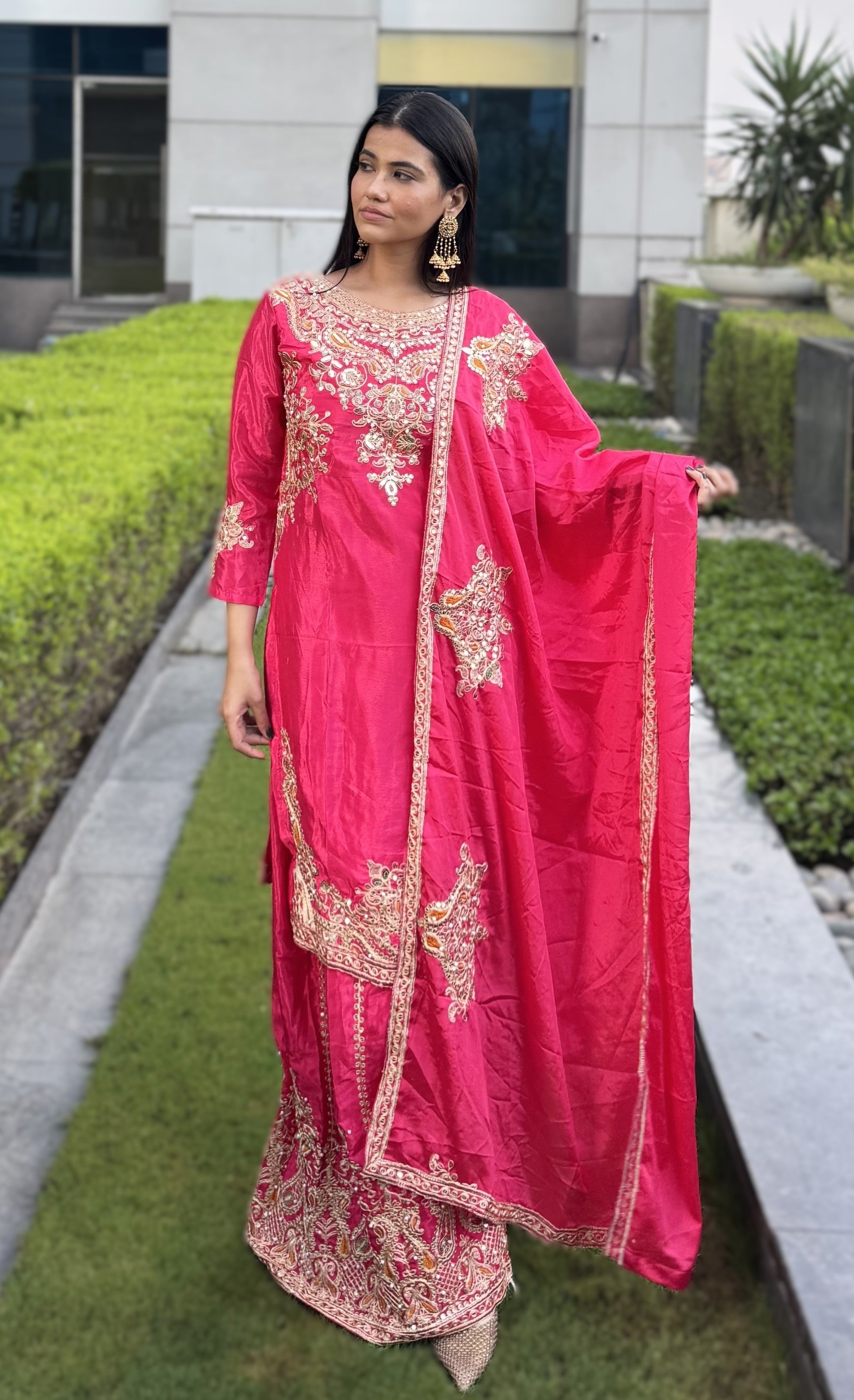 Gulabi Prism Palazzo Set