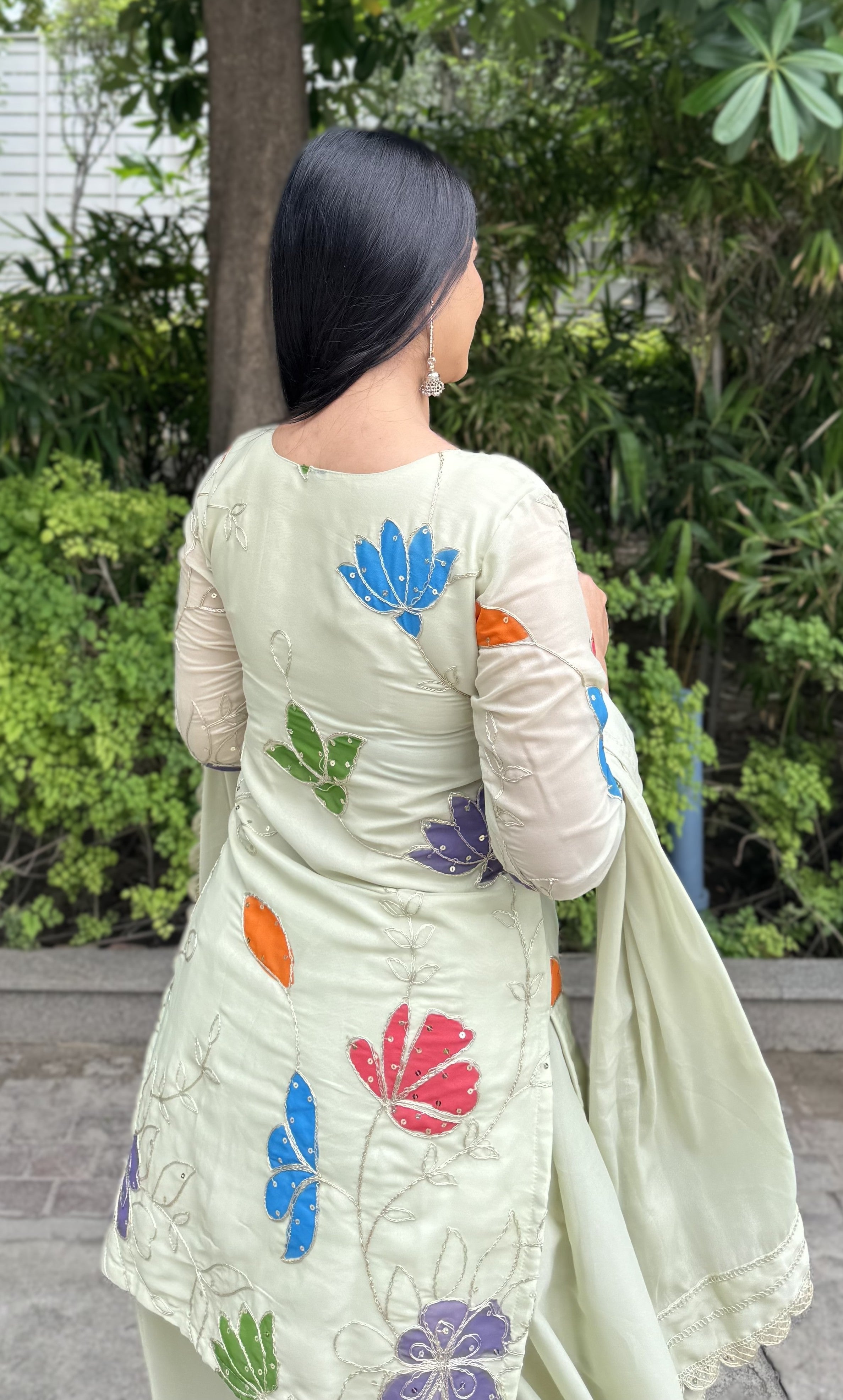 kammo green embroidered cotton suit