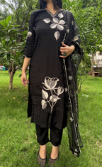 kammo black pant suit set