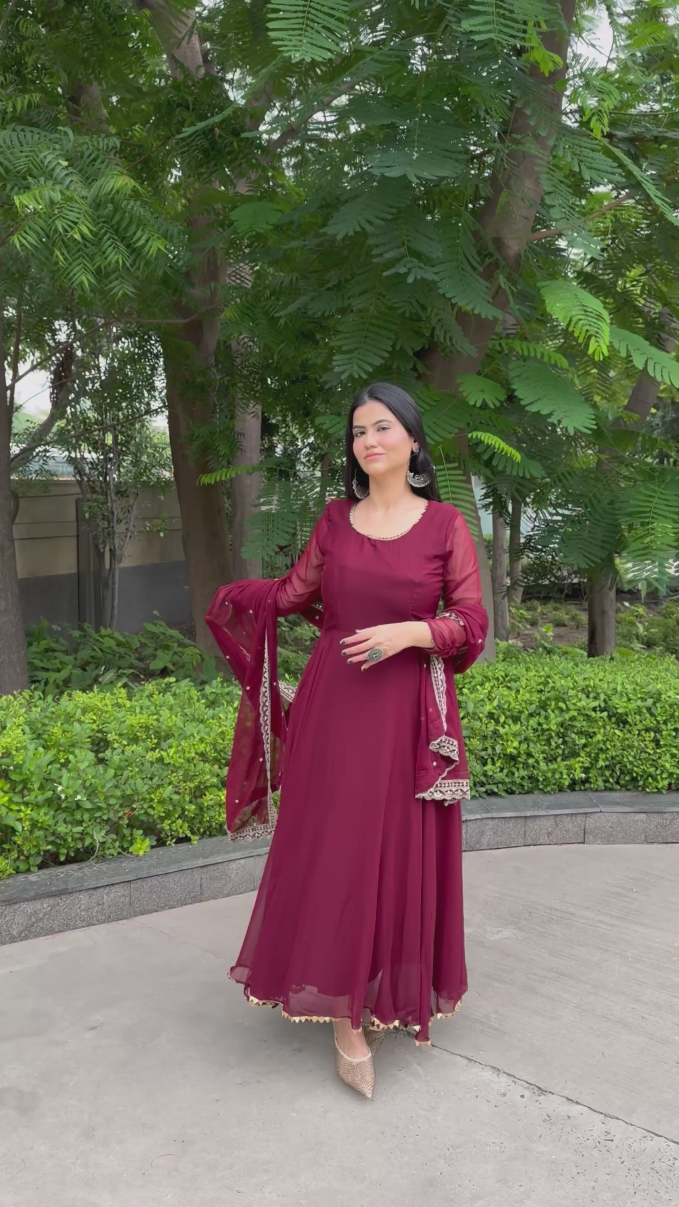 kammo classic maroon anarkali suit