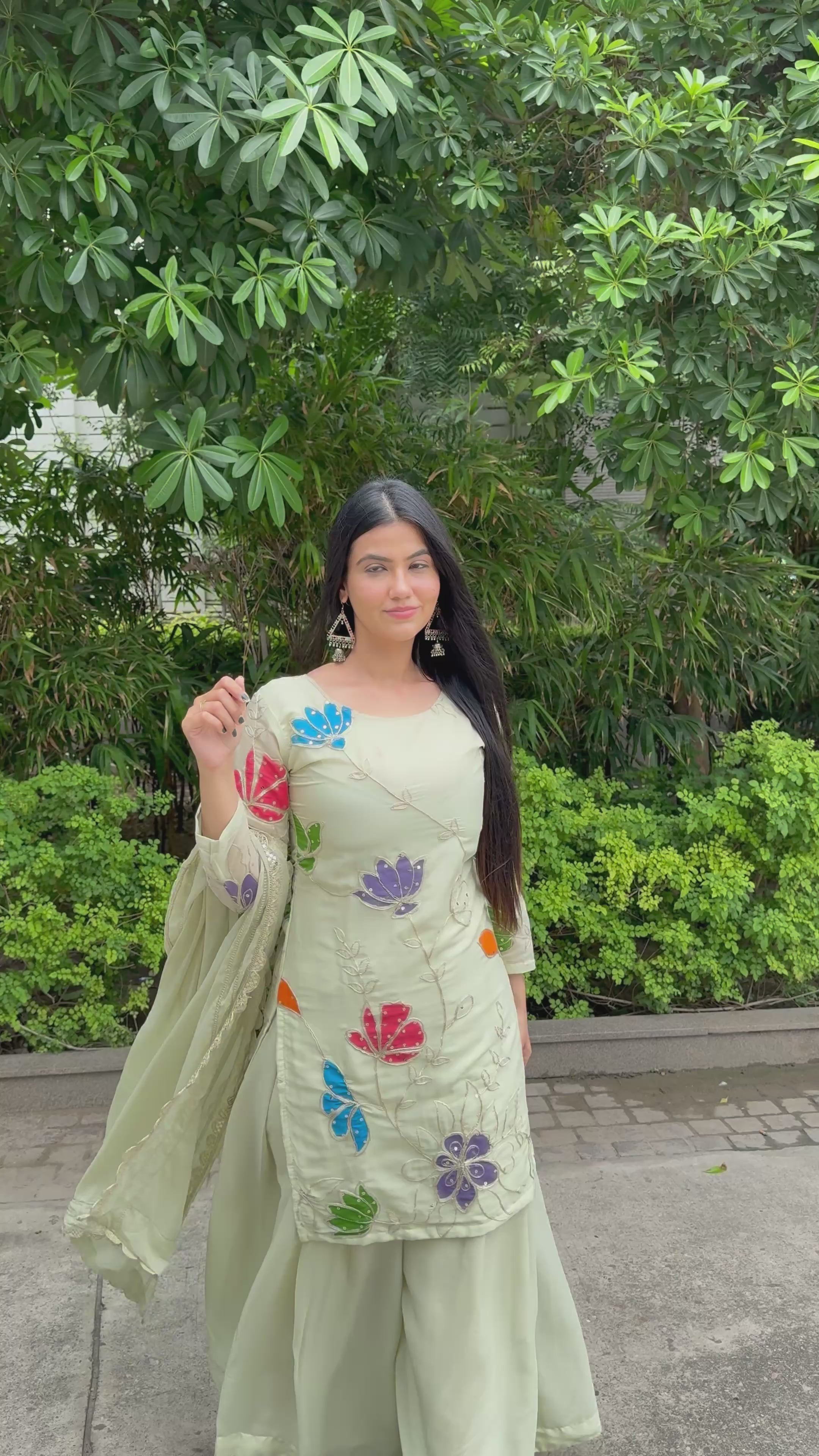 kammo pista color kurta palazzo set