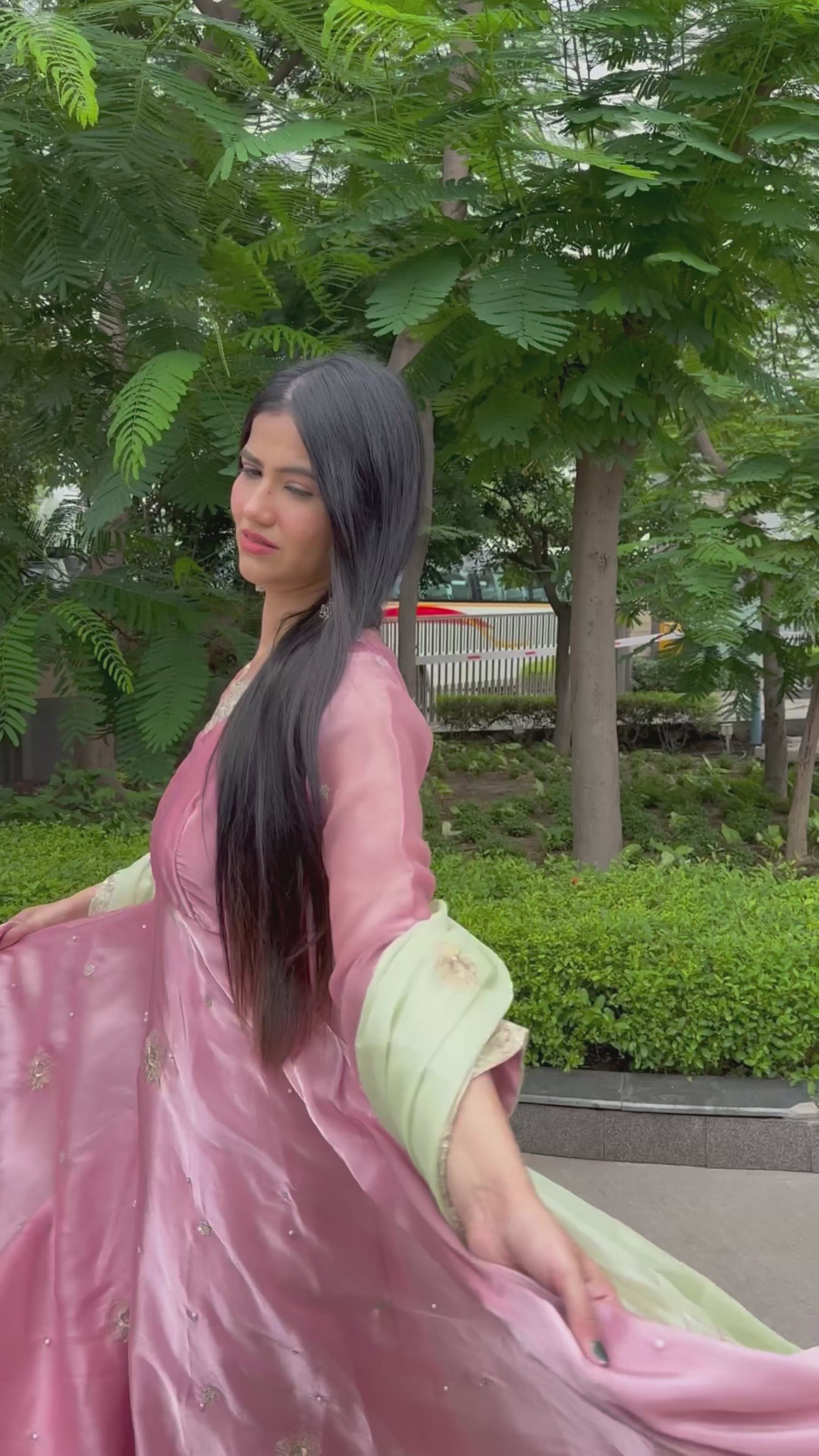 kammo pink shimmer gota work suit